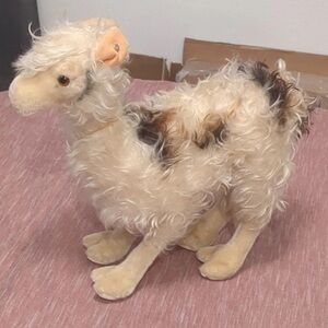 vintage steiff stuffed alpaca mohair collectible, silver ear marker, one owner